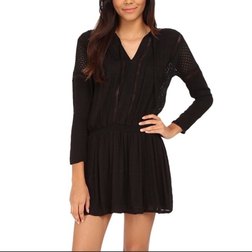 Free people black long sleeve vintage dress